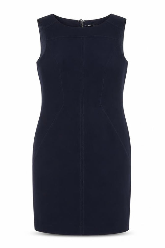 Marks & Spencer Womens Blue Polyester Shift Size 12 Round Neck Zip