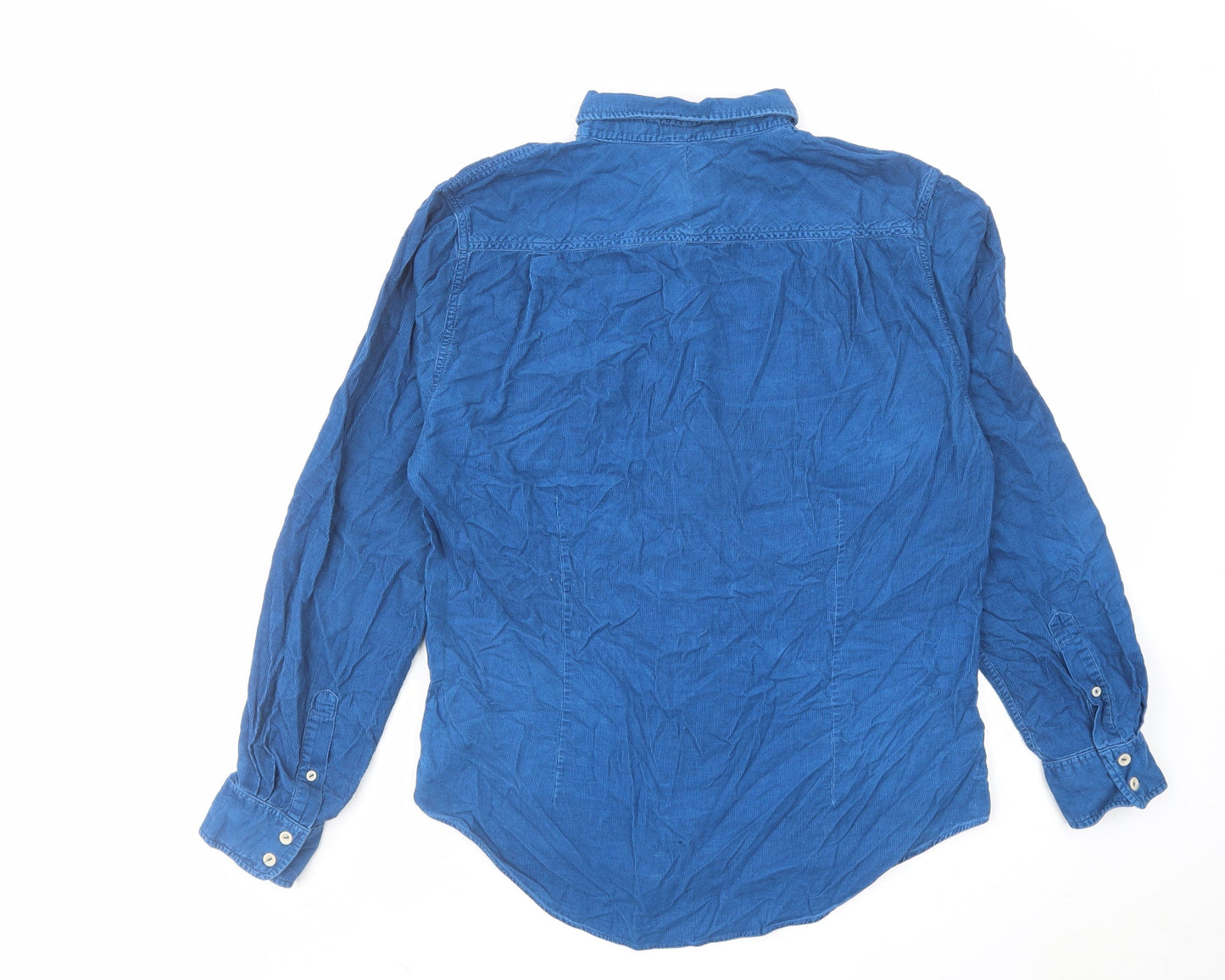 JACHS Mens Blue Cotton Button-Up Size M Collared Button