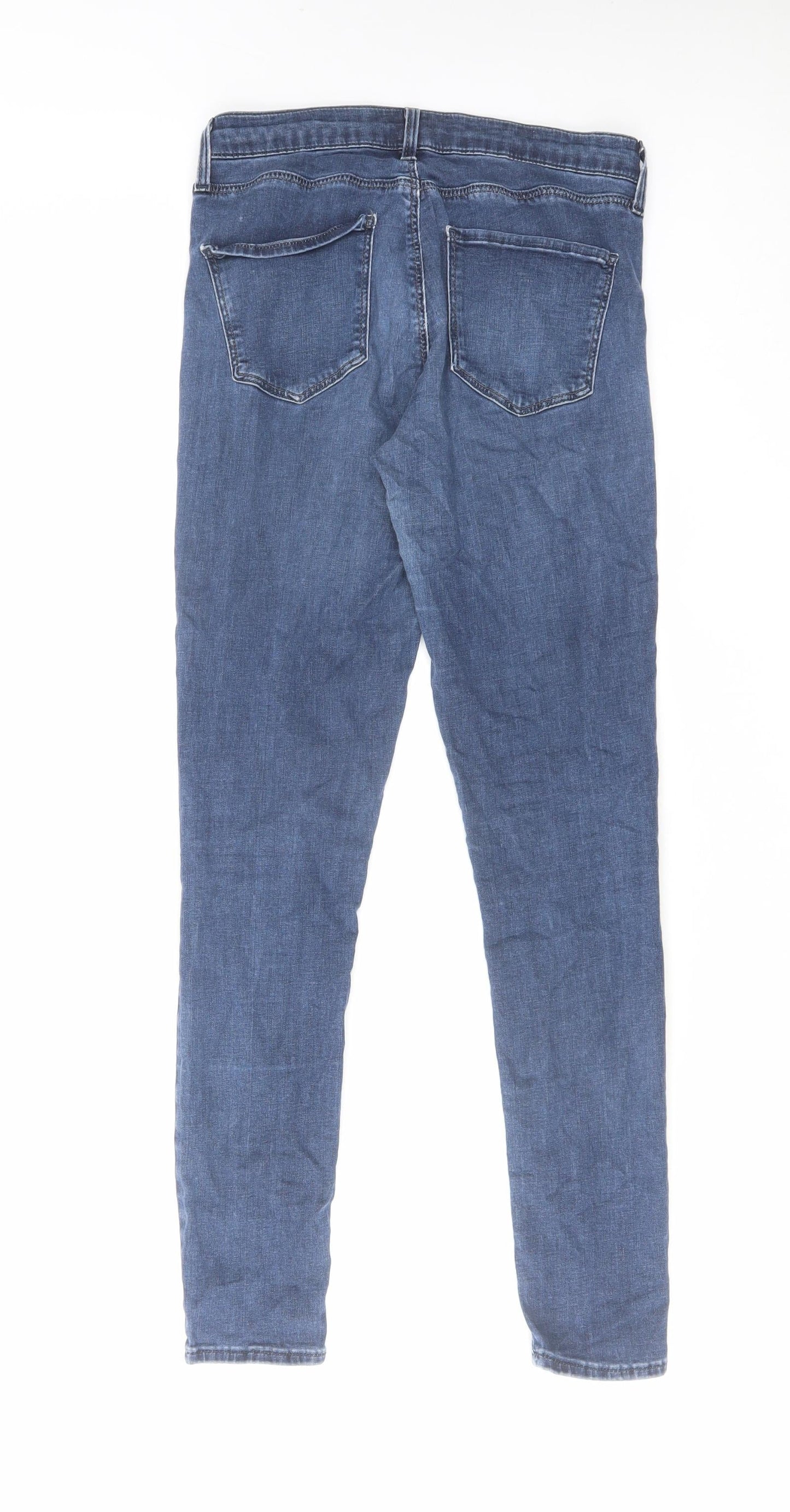 Topshop Womens Blue Cotton Skinny Jeans Size 28 in L30 in Regular Zip
