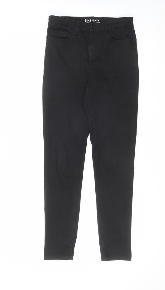 Marks and Spencer Womens Black Cotton Skinny Jeans Size 8 L28 in Regular Zip