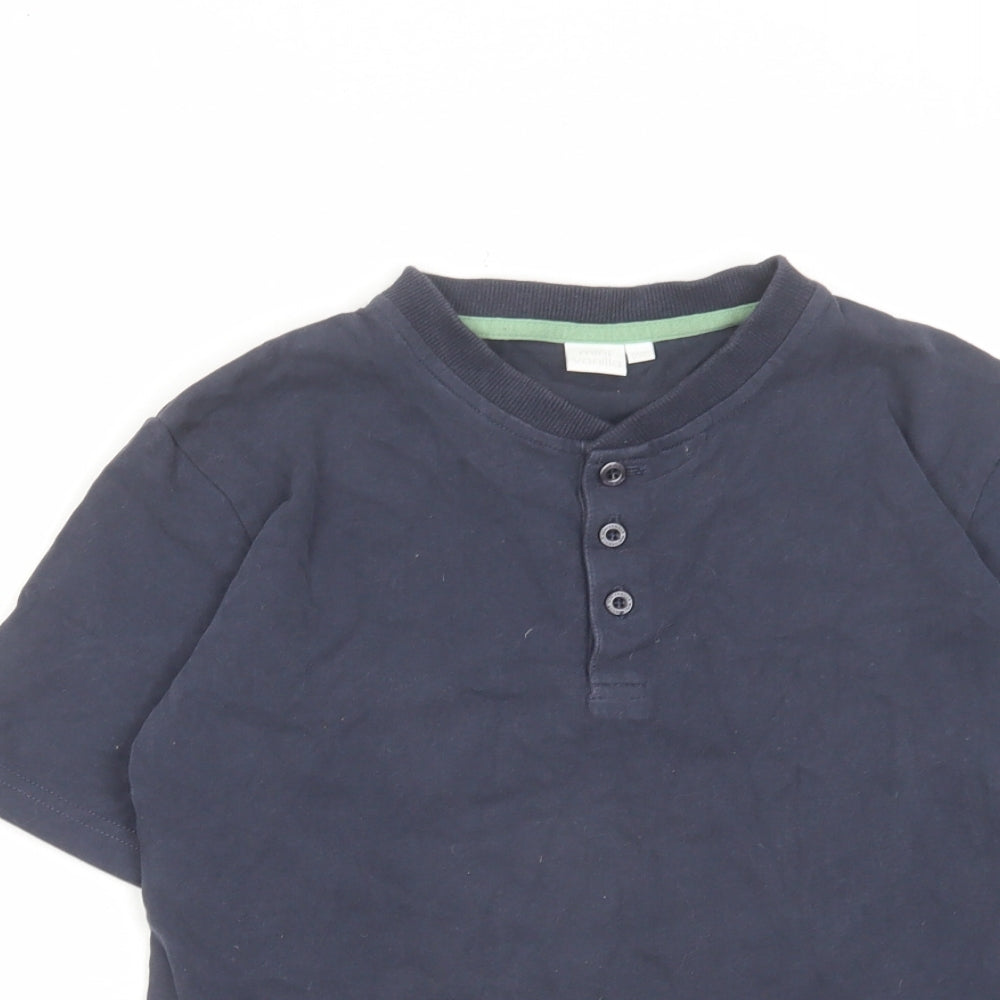 Mini Vanilla Boys Blue Cotton Basic Casual Size 12 Years V-Neck Button