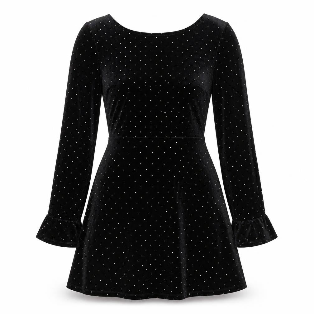 ASOS Womens Black Polka Dot Polyester A-Line Size 8 Round Neck Pullover