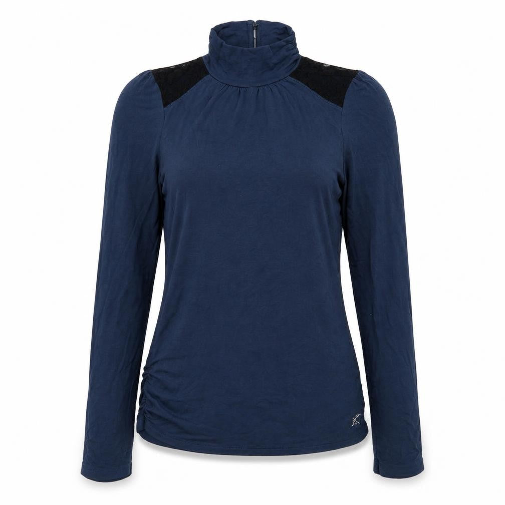 River Island Womens Blue Cotton Basic T-Shirt Size 10 High Neck