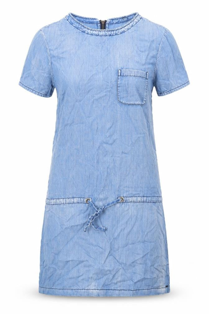 Scotch & Soda Womens Blue Lyocell Shift Size S Round Neck Zip