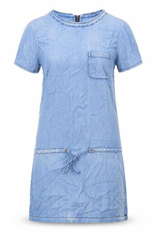 Scotch & Soda Womens Blue Lyocell Shift Size S Round Neck Zip