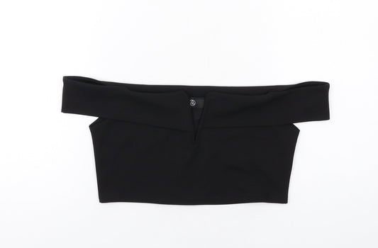 Missguided Womens Black Polyester Cropped Blouse Size 10 Off the Shoulder