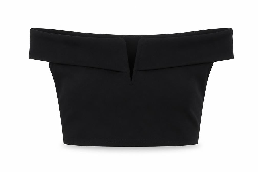 Missguided Womens Black Polyester Cropped Blouse Size 10 Off the Shoulder