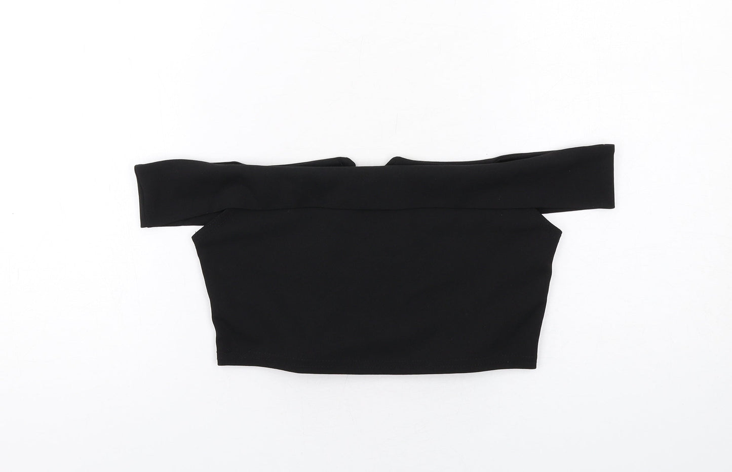 Missguided Womens Black Polyester Cropped Blouse Size 10 Off the Shoulder