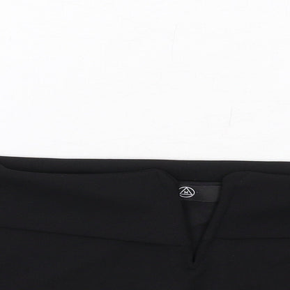 Close-up detail of Missguided women’s black polyester cropped blouse, size UK 10, off the shoulder