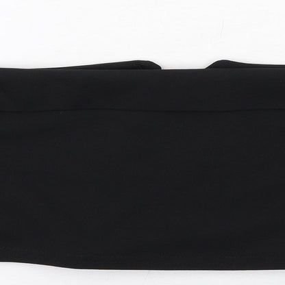 Brand and care label for Missguided women’s black polyester cropped blouse, size UK 10, off the shoulder