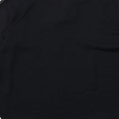 Marks & Spencer Womens Black Polyester Basic Blouse Size 10 V-Neck - Tie Sleeve Detail