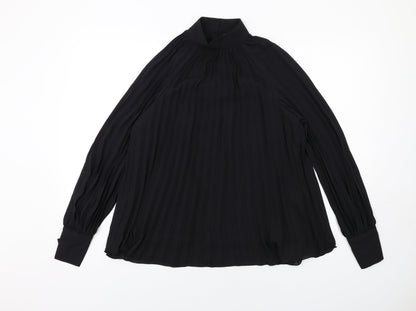 H&M Womens Black Polyester Basic Blouse Size XS High Neck