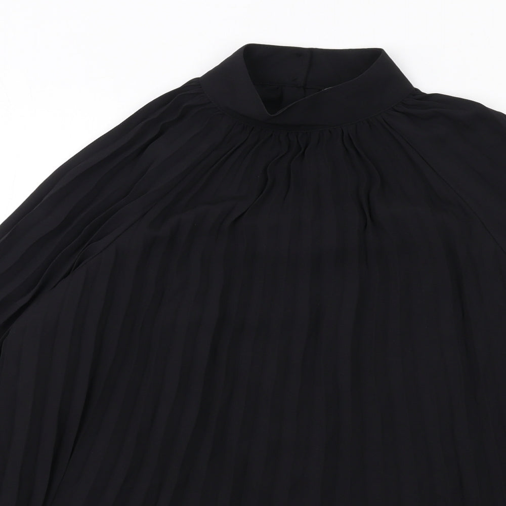 H&M Womens Black Polyester Basic Blouse Size XS High Neck