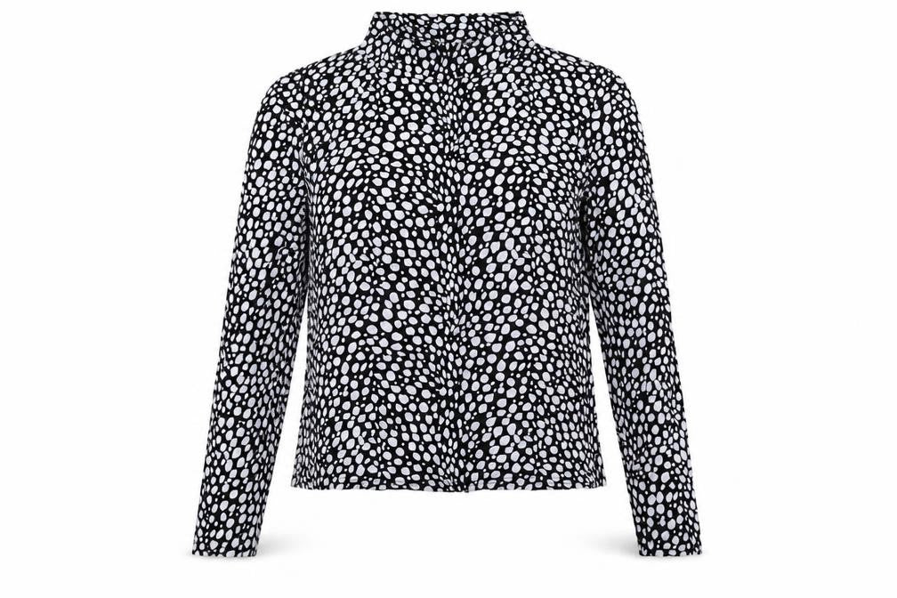 Boohoo Womens Black Animal Print Viscose Basic Blouse Size 10 Mock Neck