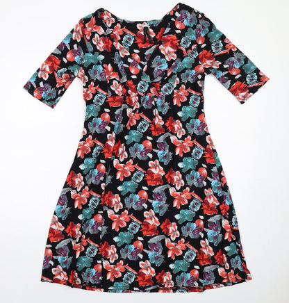 Pistachio Womens Multicoloured Floral Polyester A-Line Size M V-Neck Pullover