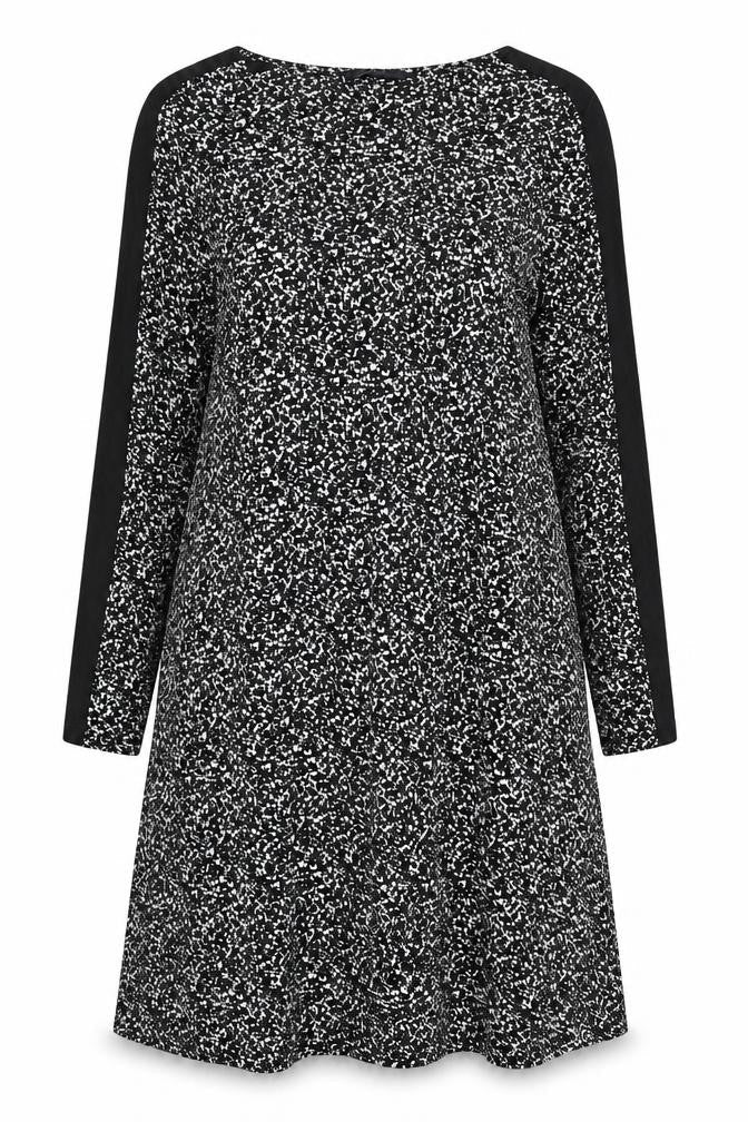 Marks & Spencer Womens Black Geometric Polyester A-Line Size 12 Round Neck Pullover