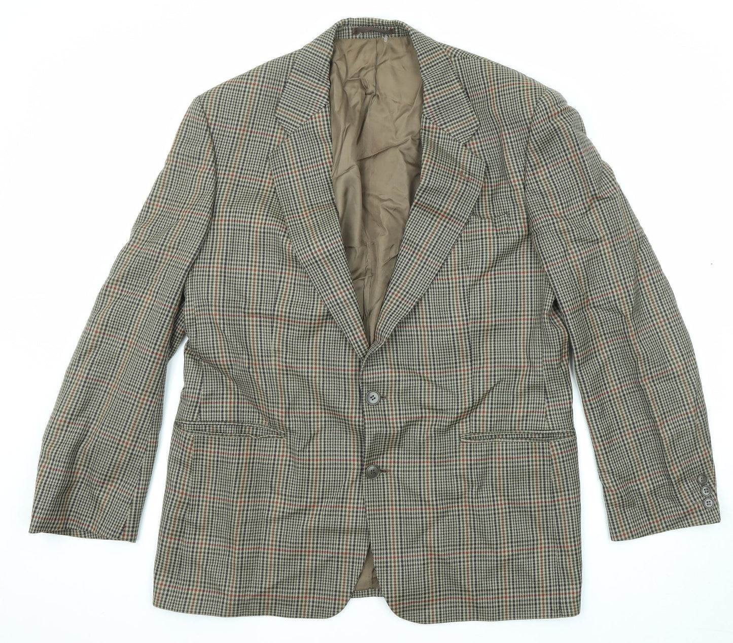 St Michael Mens Multicoloured Plaid Wool Jacket Blazer Size 42 Regular