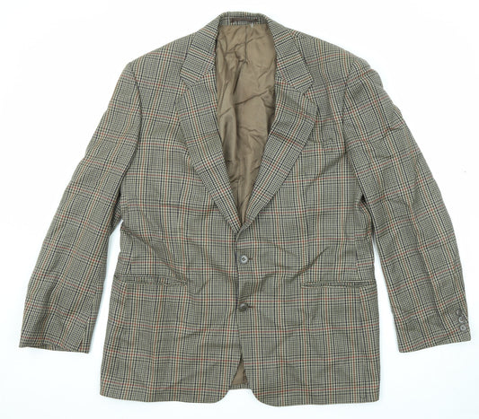 St Michael Mens Multicoloured Plaid Wool Jacket Blazer Size 42 Regular
