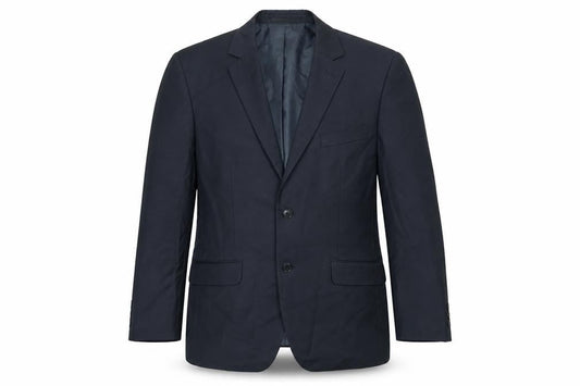 Front view of French Connection men’s blue wool jacket suit jacket, size 40, regular