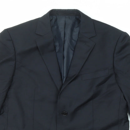 Close-up detail of French Connection men’s blue wool jacket suit jacket, size 40, regular
