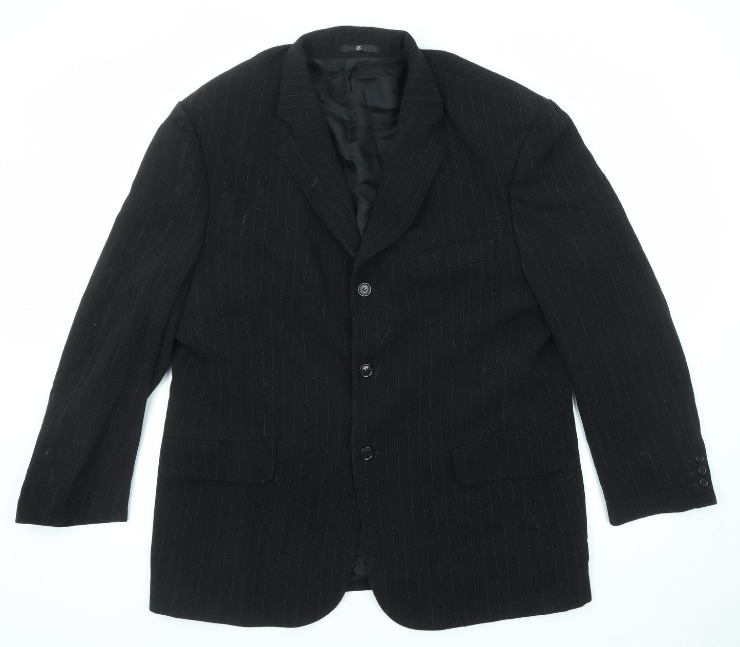Ciro Citterio Mens Black Striped Wool Jacket Suit Jacket Size 46 Regular
