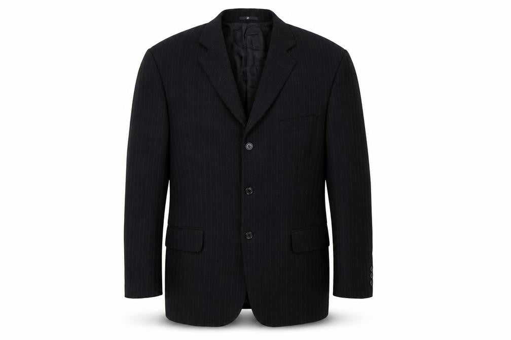 Ciro Citterio Mens Black Striped Wool Jacket Suit Jacket Size 46 Regular