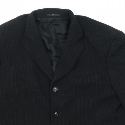 Ciro Citterio Mens Black Striped Wool Jacket Suit Jacket Size 46 Regular