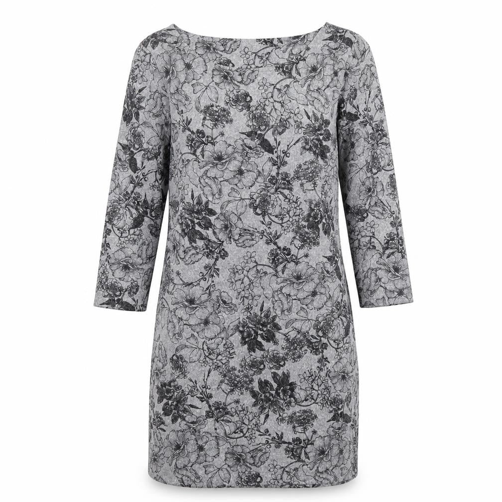 Marks & Spencer Womens Grey Floral Polyester Shift Size 10 Round Neck Pullover