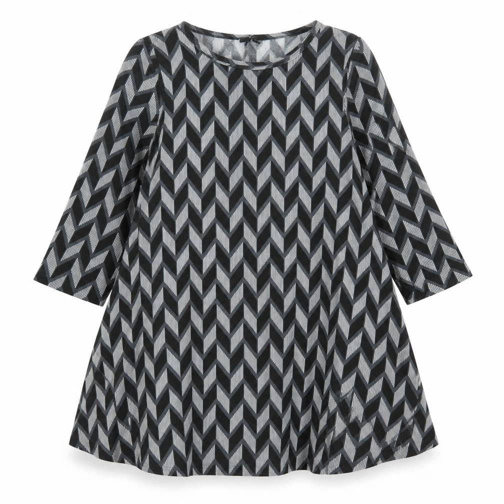 Izabel London Womens Black Geometric Polyester Trapeze & Swing Size 8 Round Neck Pullover