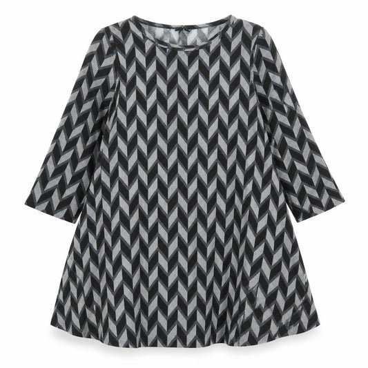 Izabel London Womens Black Geometric Polyester Trapeze & Swing Size 8 Round Neck Pullover