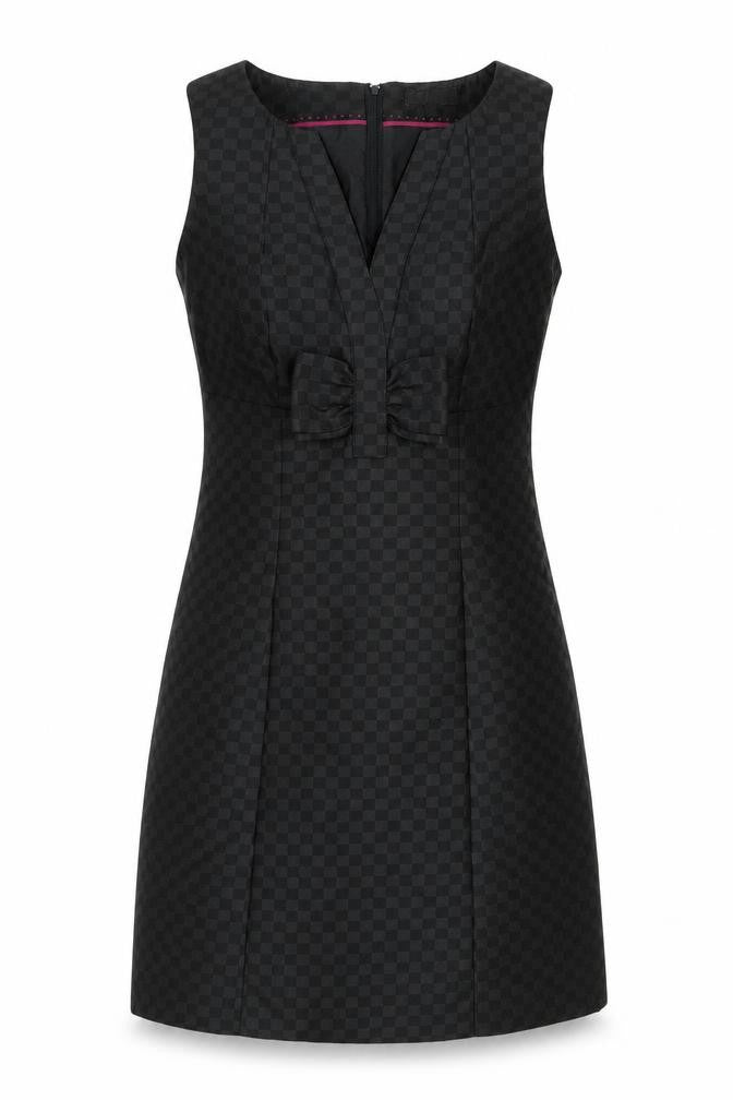 NEXT Womens Black Geometric Polyester Shift Size 10 V-Neck Zip