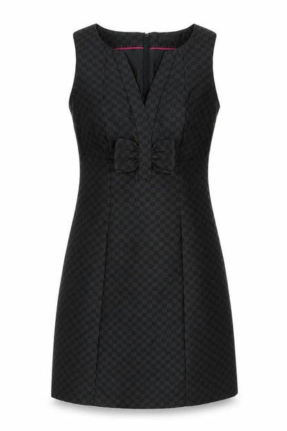 Next Womens Black Geometric Polyester Shift Size 10 V-Neck Zip