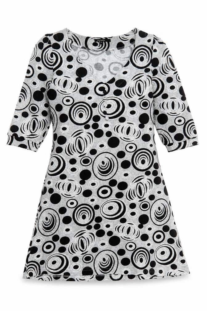 Izabel Womens Grey Geometric Polyester A-Line Size M V-Neck Pullover