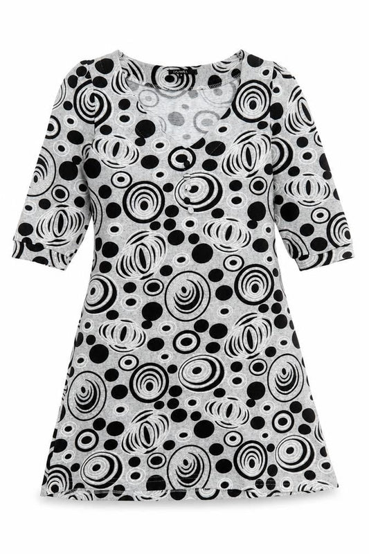 Izabel Womens Grey Geometric Polyester A-Line Size M V-Neck Pullover