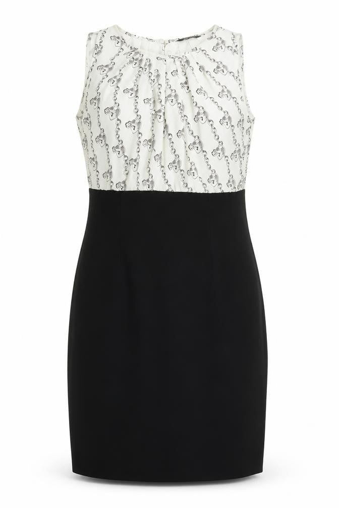 South Womens Black Colourblock Polyester Shift Size 10 Round Neck Zip - Love lock pattern