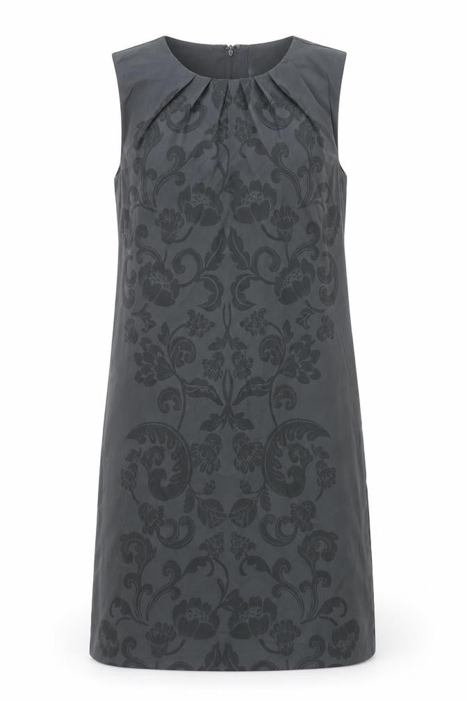 H&M Womens Grey Geometric Polyester Shift Size 6 Round Neck Zip