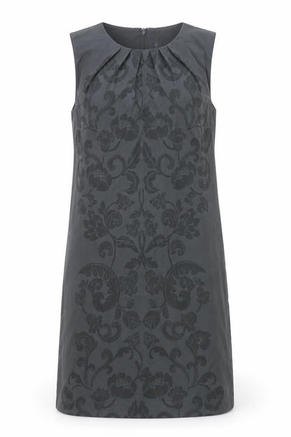 H&M Womens Grey Geometric Polyester Shift Size 6 Round Neck Zip