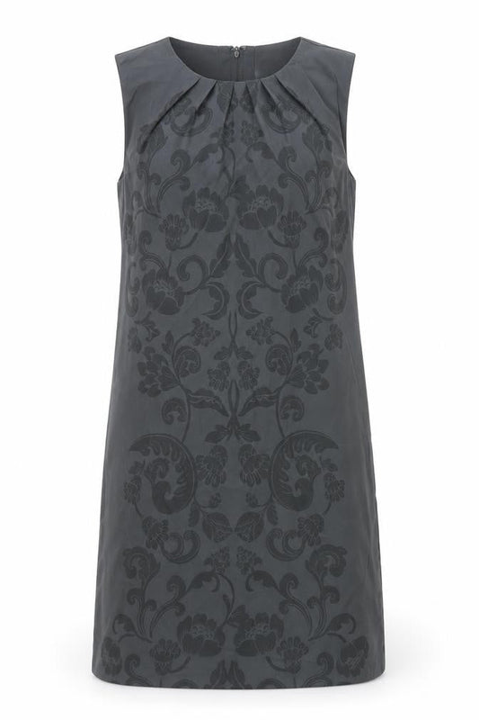 H&M Womens Grey Geometric Polyester Shift Size 6 Round Neck Zip