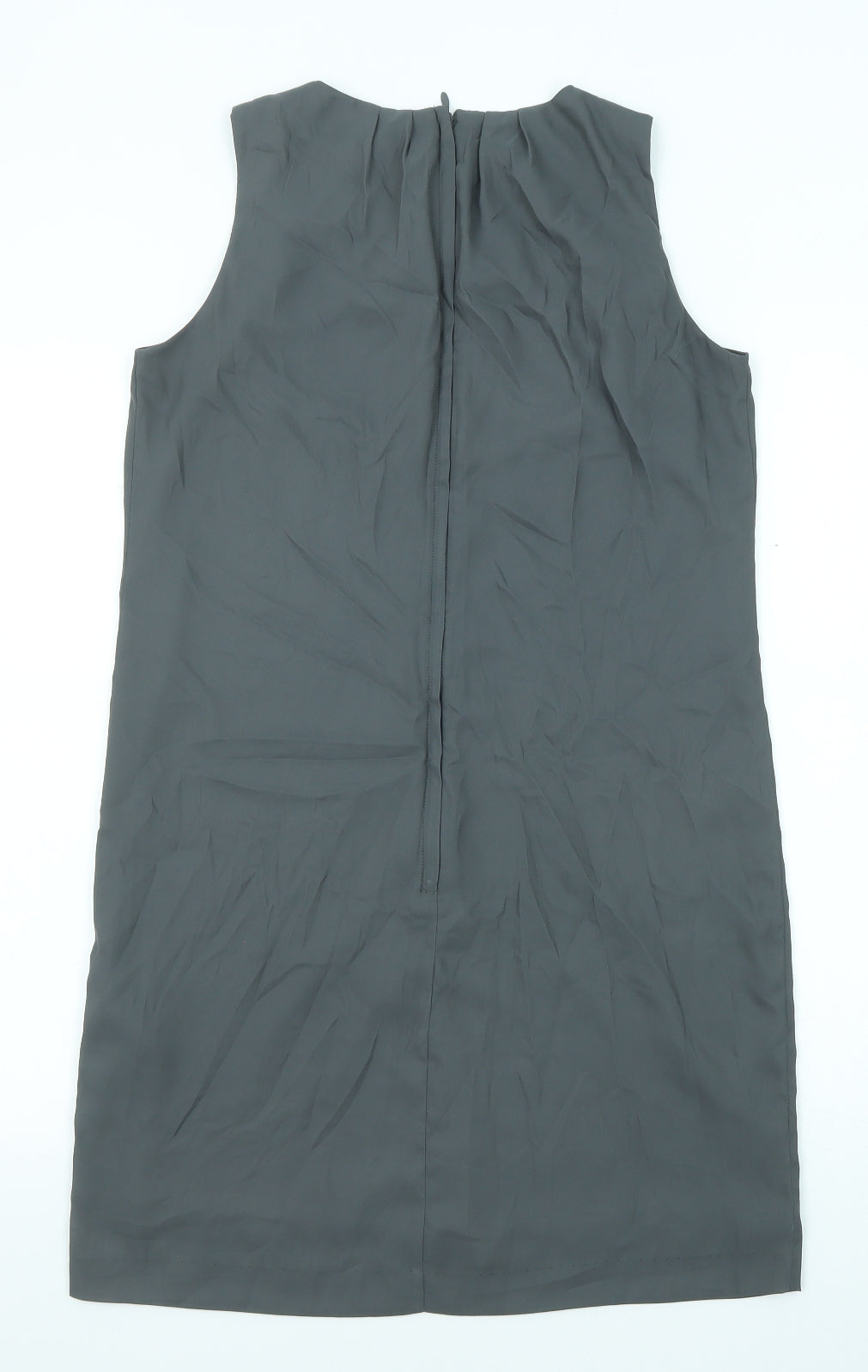 H&M Womens Grey Geometric Polyester Shift Size 6 Round Neck Zip