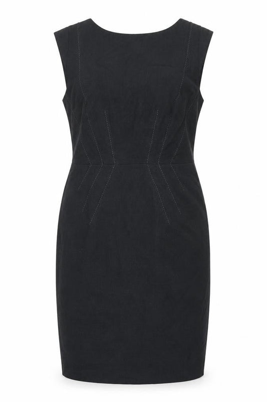 Marks & Spencer Womens Black Polyester Shift Size 8 Round Neck Zip