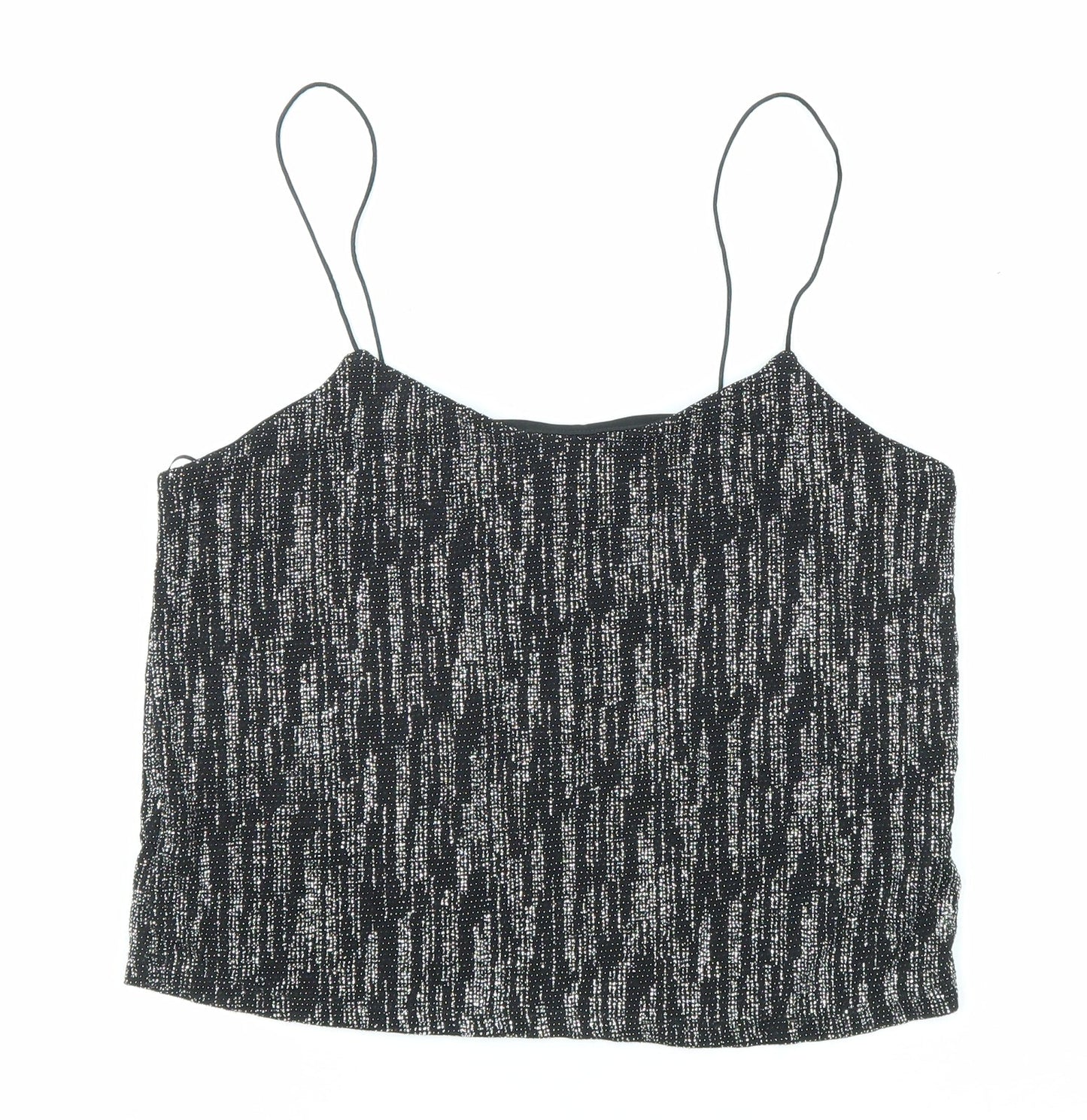 River Island Womens Black Nylon Camisole Tank Size 8 Scoop Neck