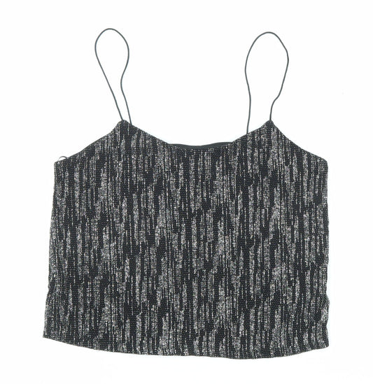 River Island Womens Black Nylon Camisole Tank Size 8 Scoop Neck