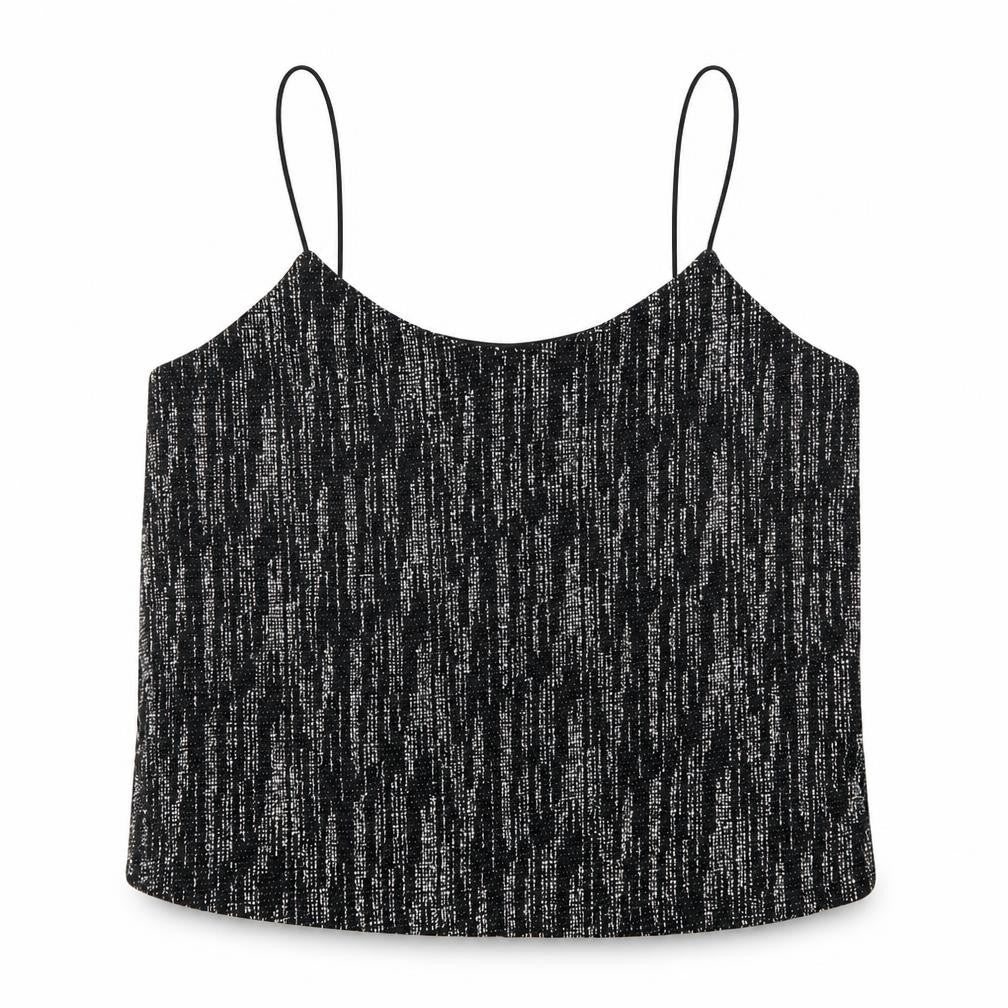 River Island Womens Black Nylon Camisole Tank Size 8 Scoop Neck