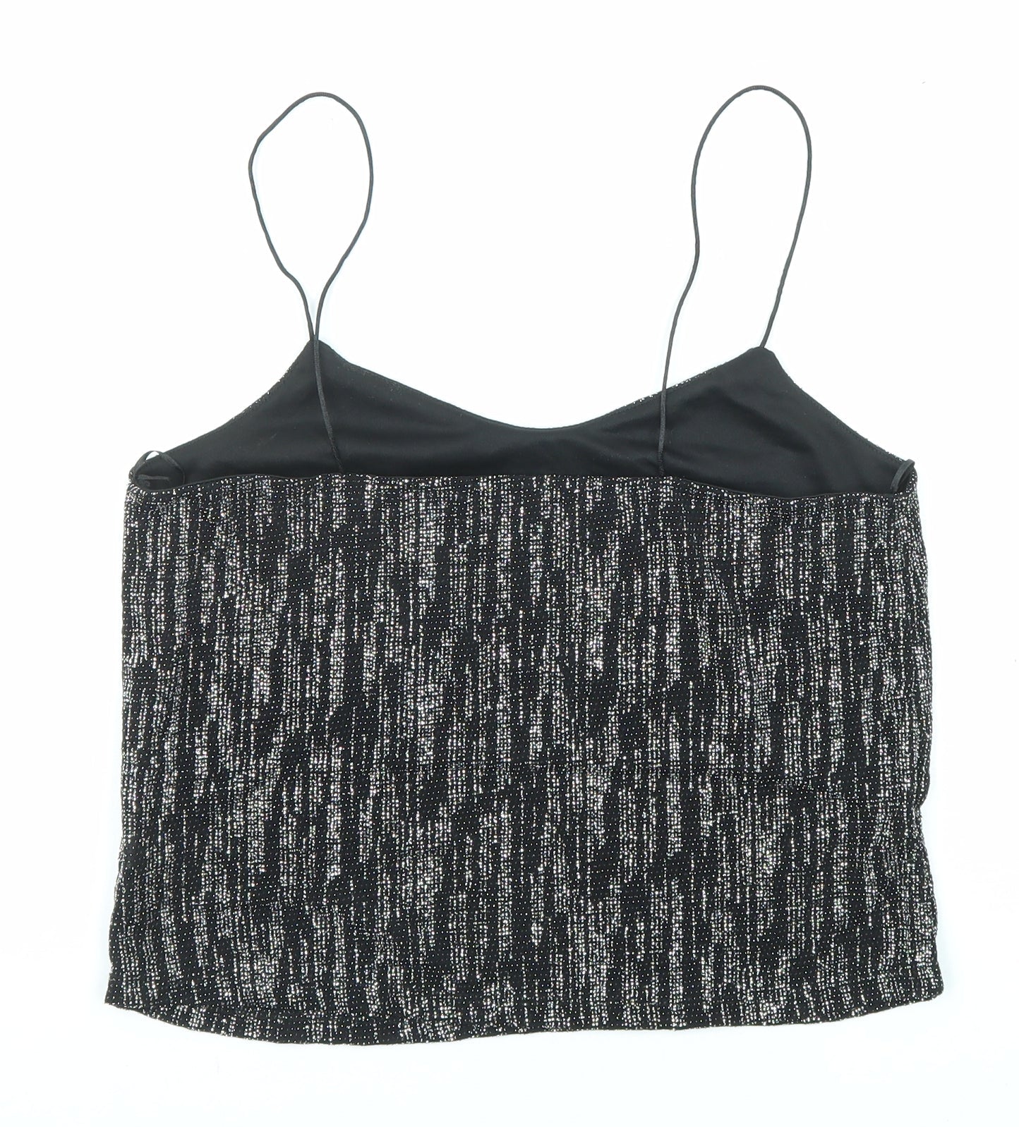 River Island Womens Black Nylon Camisole Tank Size 8 Scoop Neck