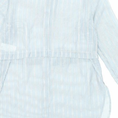 Warehouse Womens Grey Striped Polyester Tunic Button-Up Size 10 Collared