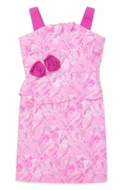 John Bentley Womens Pink Geometric Polyester Shift Size 10 Square Neck Zip