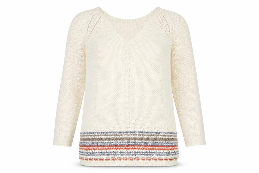 NEXT Womens Ivory V-Neck Cotton Pullover Jumper Size 10