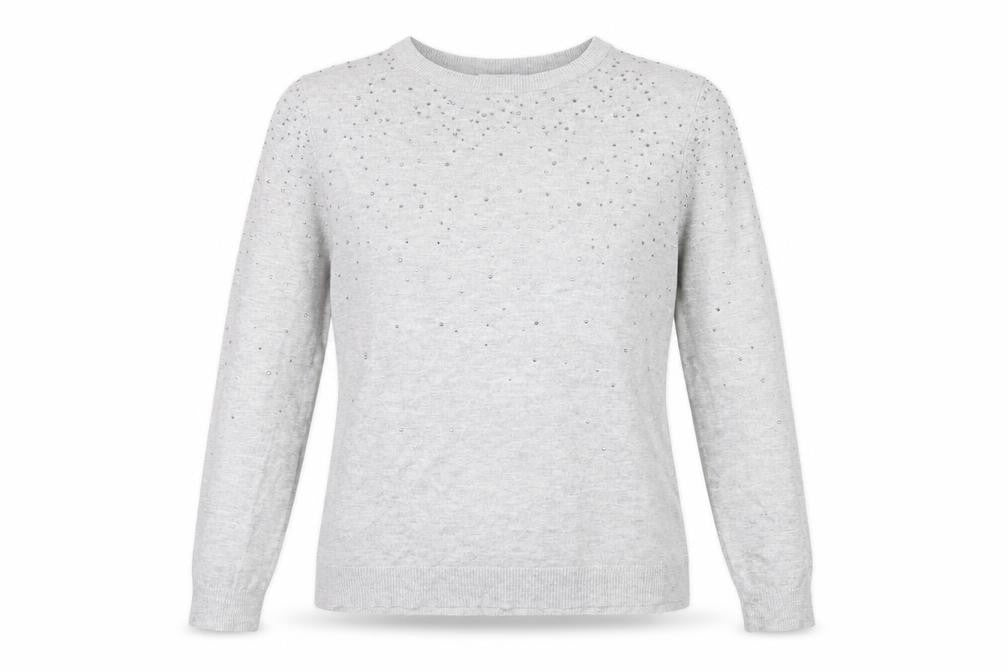 Warehouse Womens Grey Round Neck Viscose Pullover Jumper Size 12 Pullover - Beaded