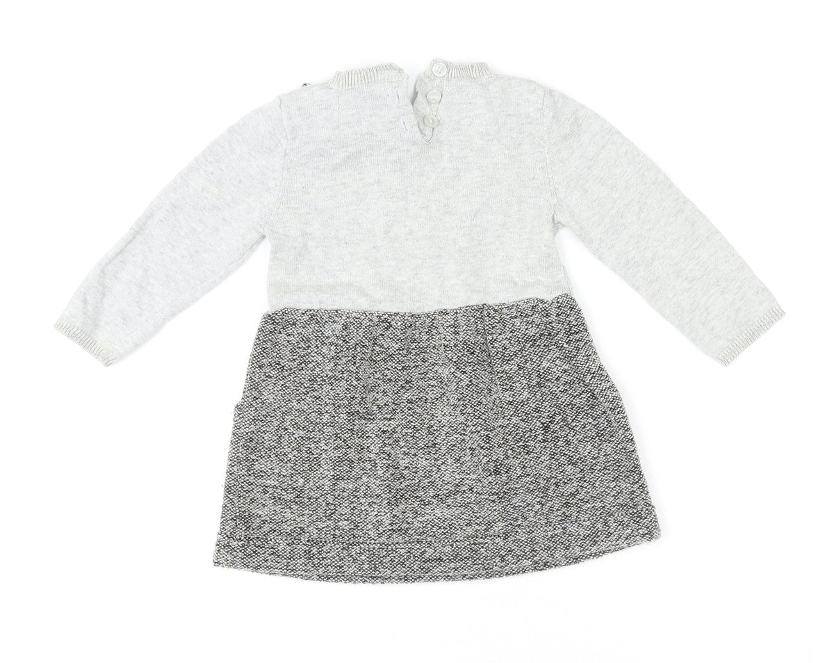 Cynthia Rowley Girls Grey Polyester Jumper Dress Size 6-9 Months Round Neck Button