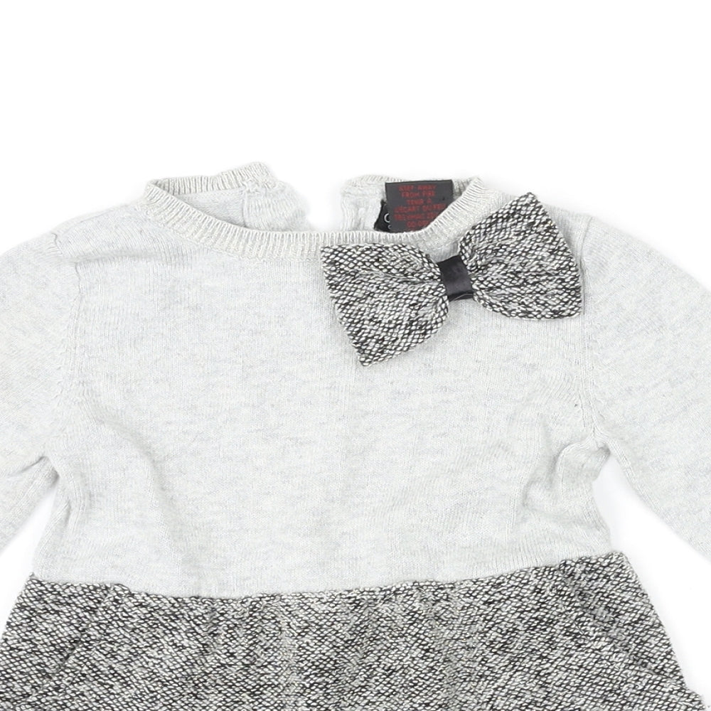 Cynthia Rowley Girls Grey Polyester Jumper Dress Size 6-9 Months Round Neck Button